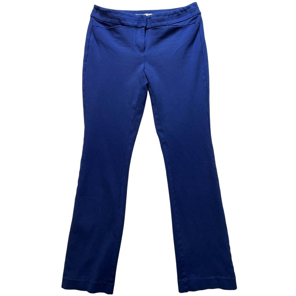 White House Black Market Women's Dress Pants Flat Front Size 4 Royal Blue Solid